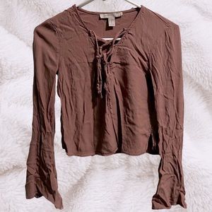 Forever 21 Contemporary Flowy Crop Top w Bell Sleeves